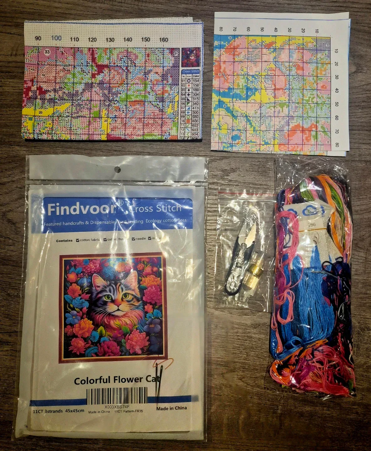 Stamped Cross Stitch DIY Kits Embroidery Cat 17.7"x17.7" image indicator(5)