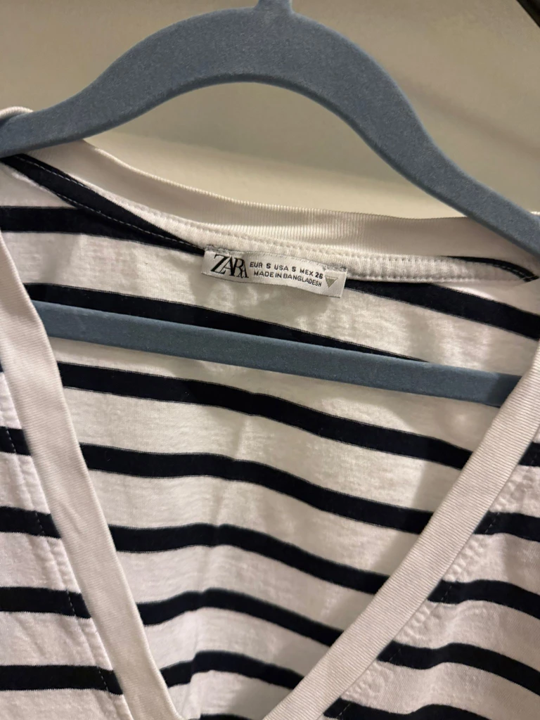 Zara Striped V-Neck Top - Size S