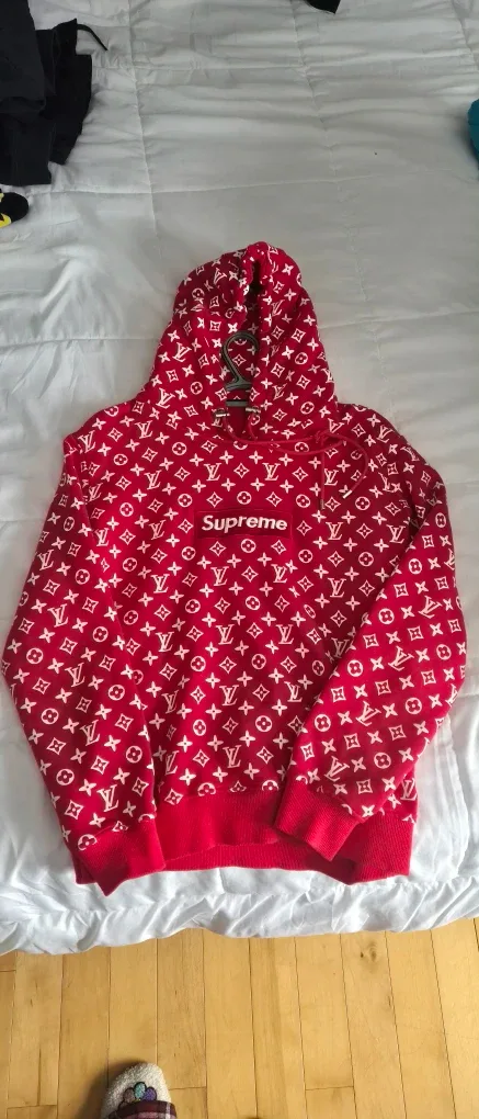 Louis Vuitton x Supreme Red Hoodie