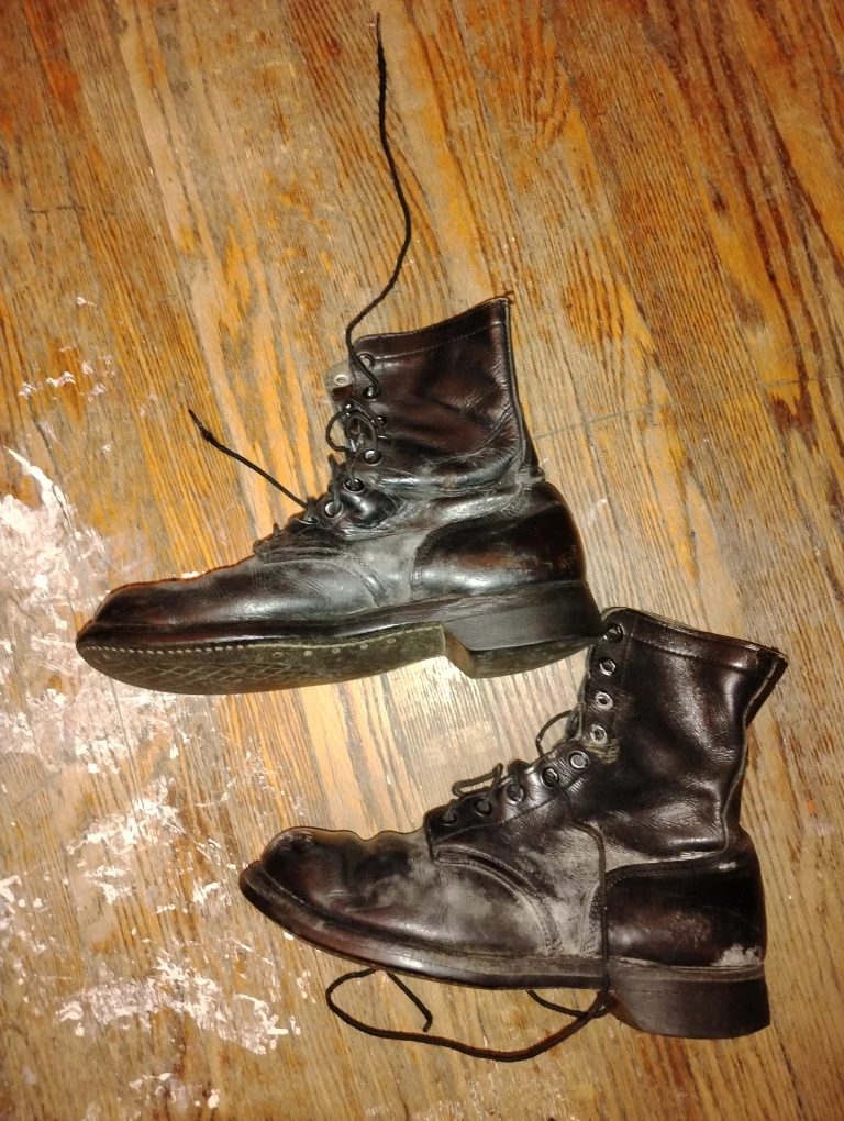Black Leather Work Boots WW2 era - photo 3