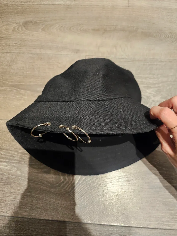 Black Bucket Hat with Ring Detail image indicator(3)