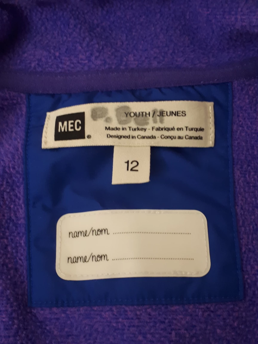 Girls' MEC Youth Size 12 Purple Jacket - photo 2
