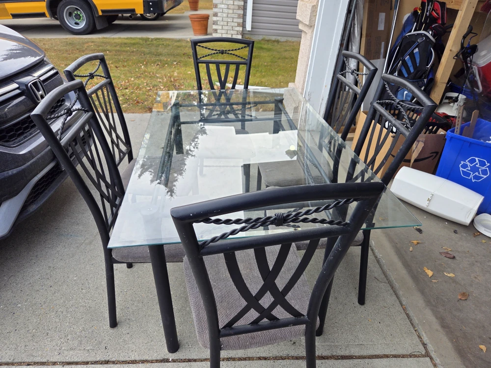 Glass Top Dining Table with 6 Chairs - photo 2