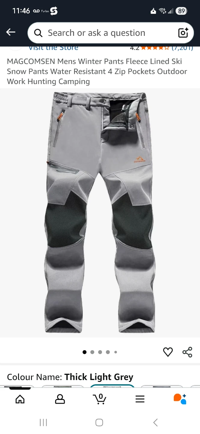 MAGCOMSEN Winter Fleece Lined Ski Pants - Light Grey