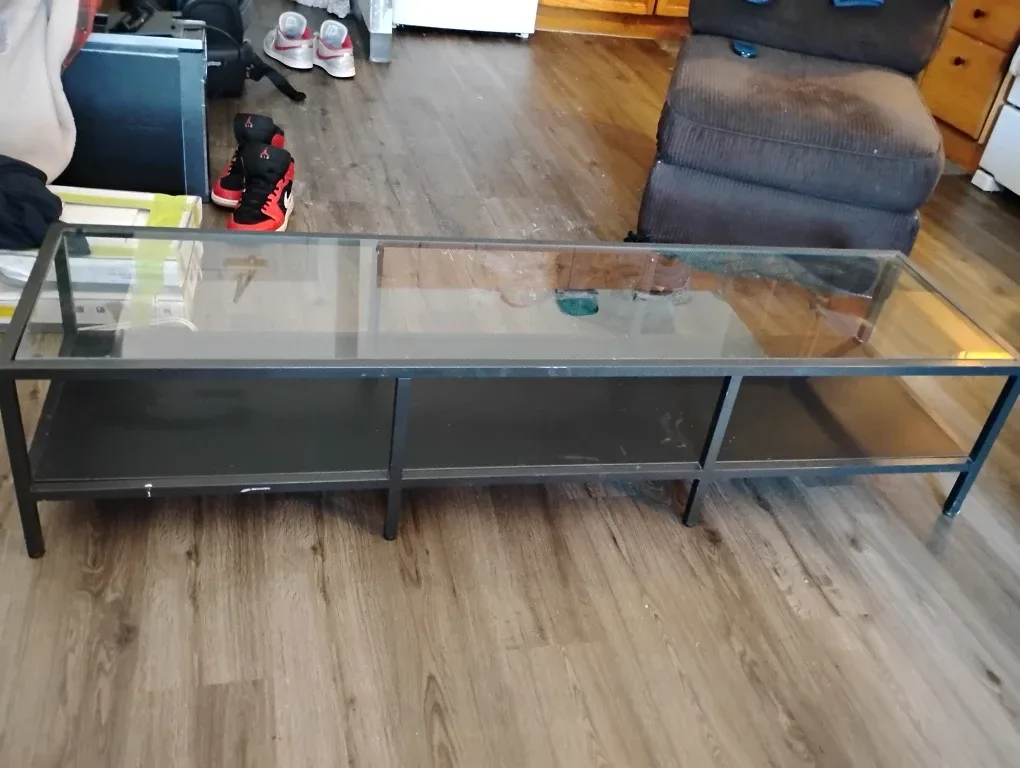 Glass Top Coffee Table - Black Frame