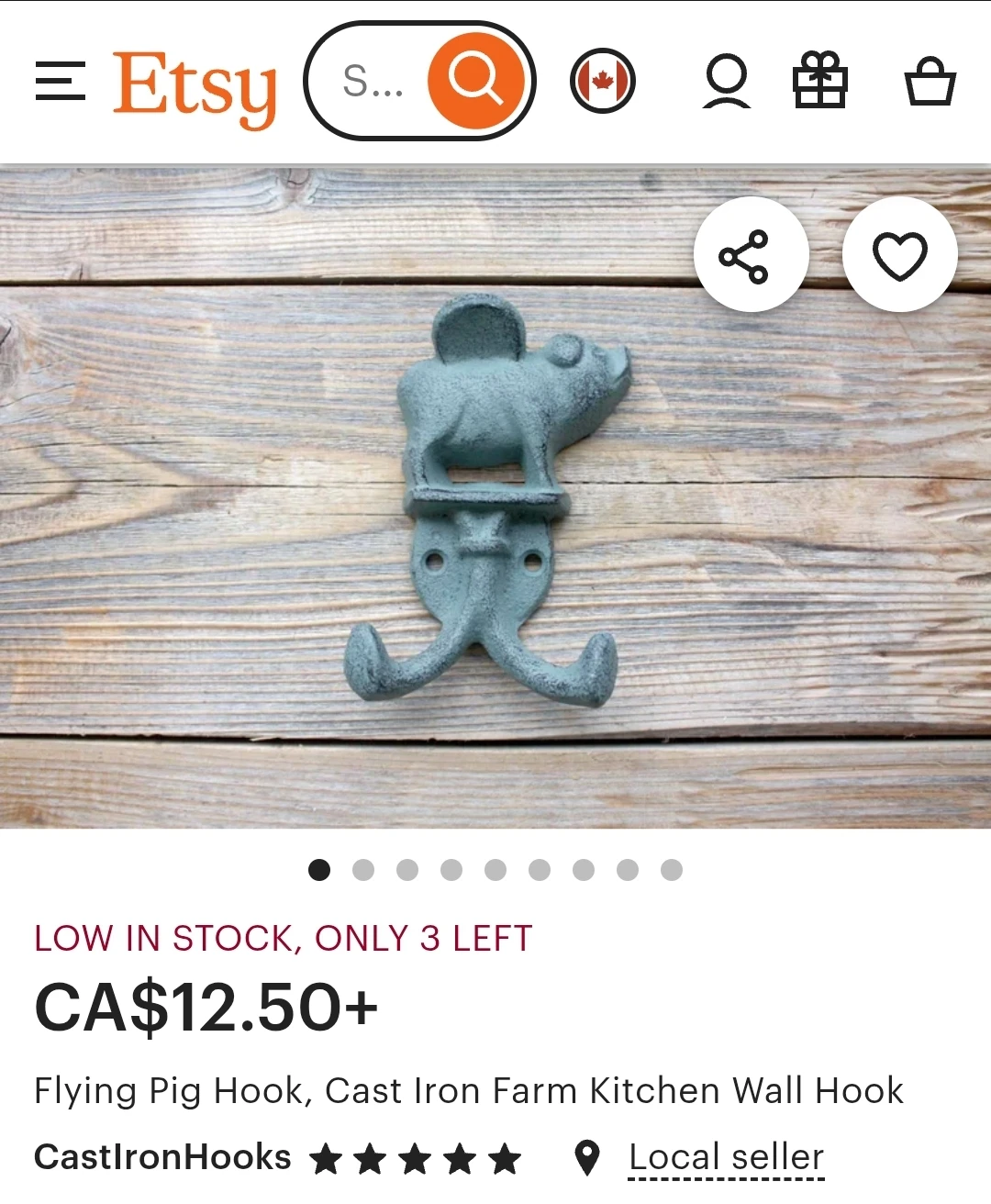 Cast Iron Flying Pig Wall Hook- NEW!!! - photo 3