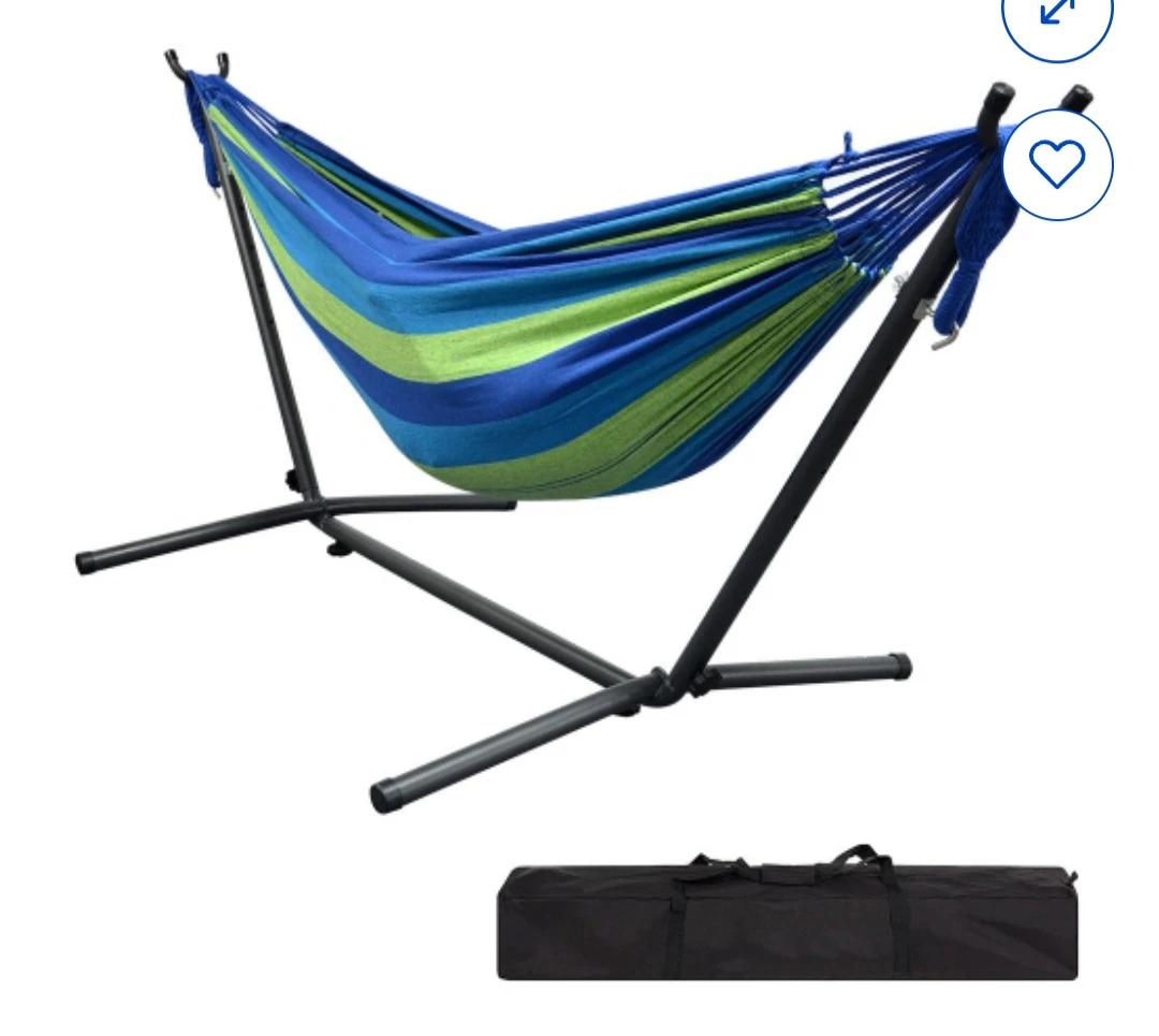 Striped Hammock with Stand & Carry Bag