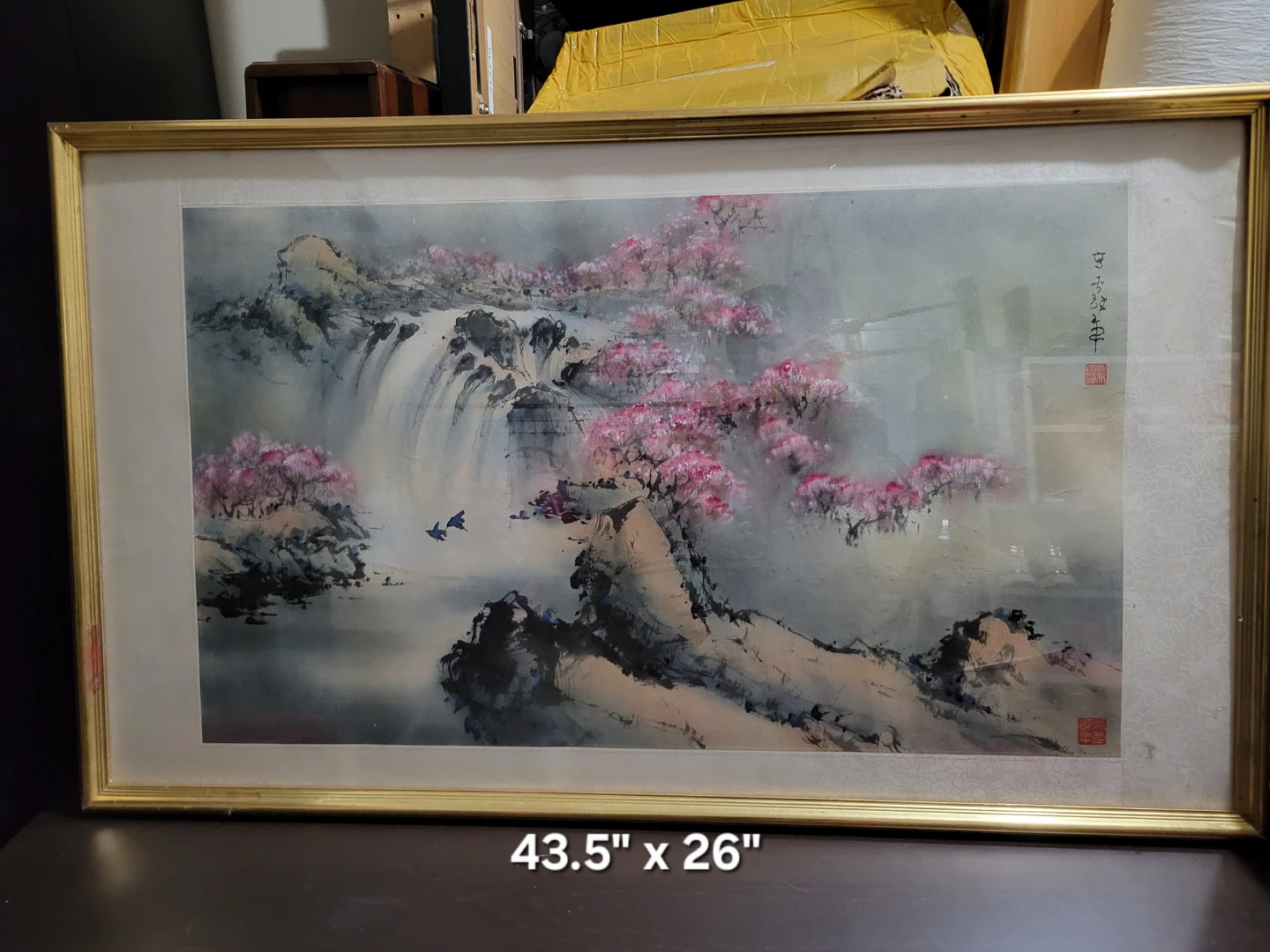 Beautiful Framed Waterfall Painting - 43.5" x 26" - photo 3