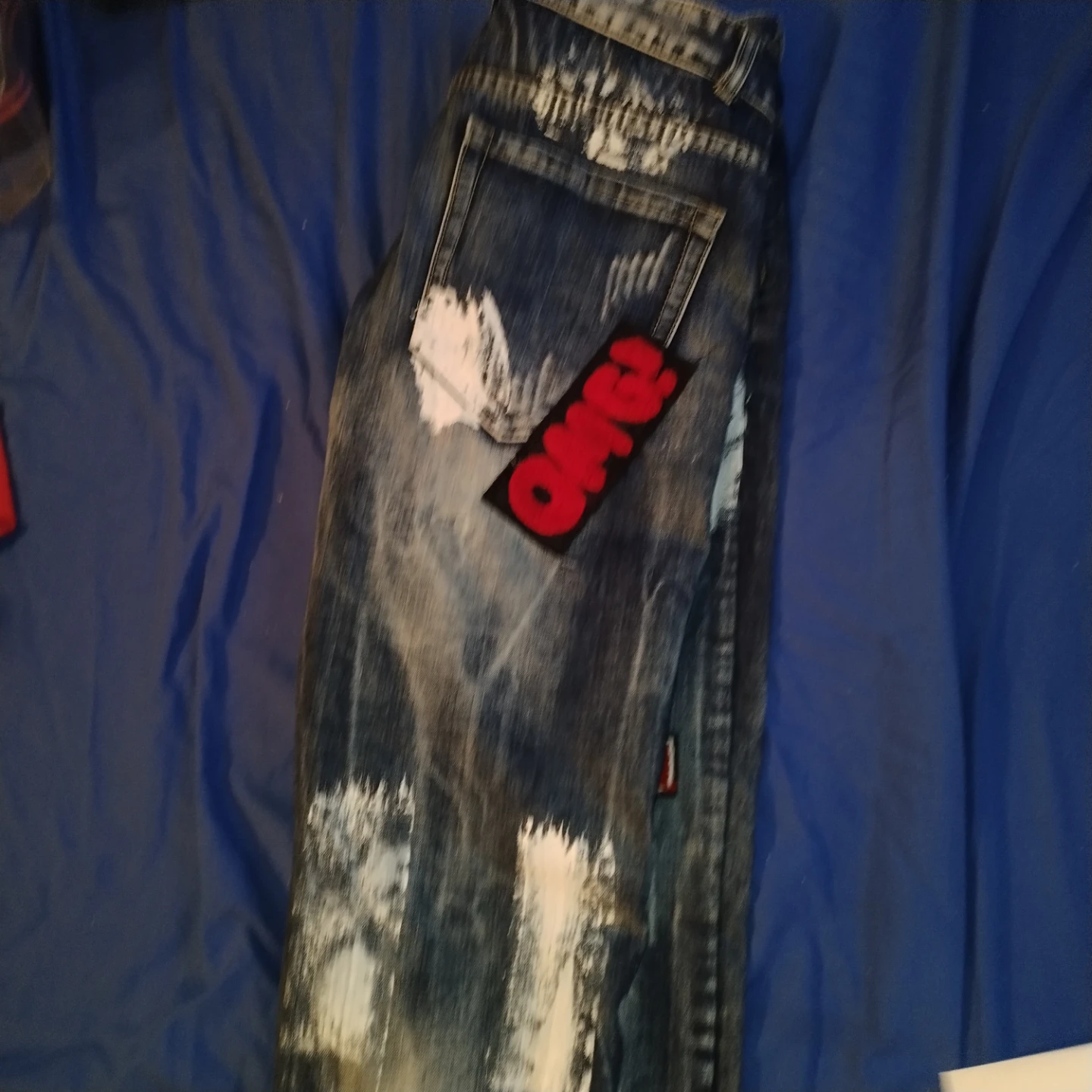 Blue Denim Jeans with Patches - photo 2