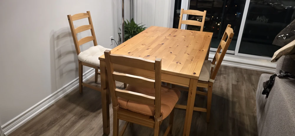 IKEA Solid Wood Dining Table & 4 Chairs