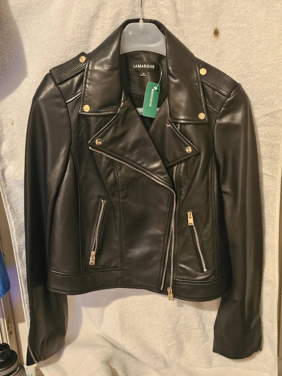 Lamarque Womens Black Genuine Lambs Leather Jacket - Size M