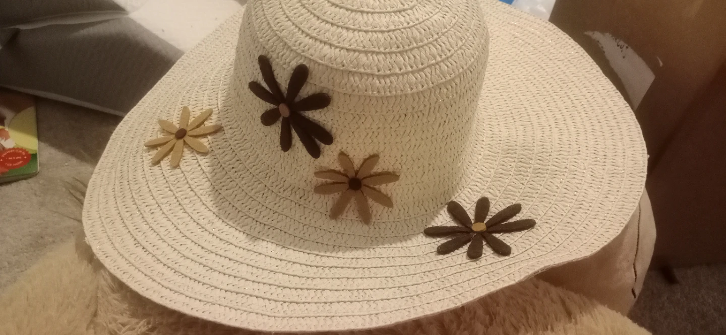 Cream Sun Hat with Flower Details - photo 2