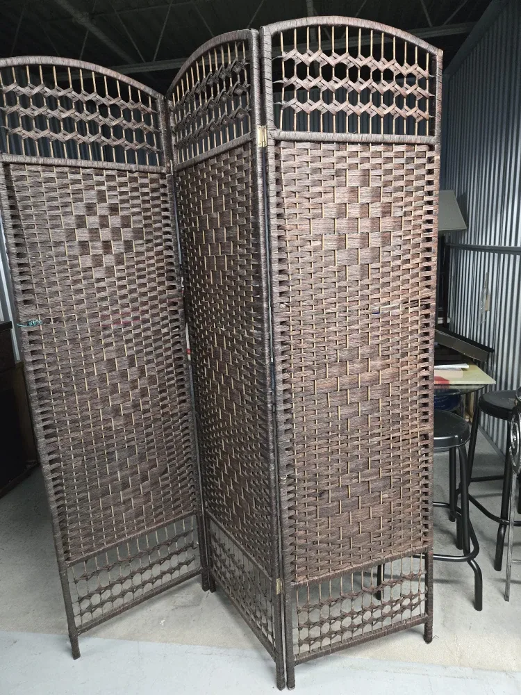 Brown Woven Room Divider