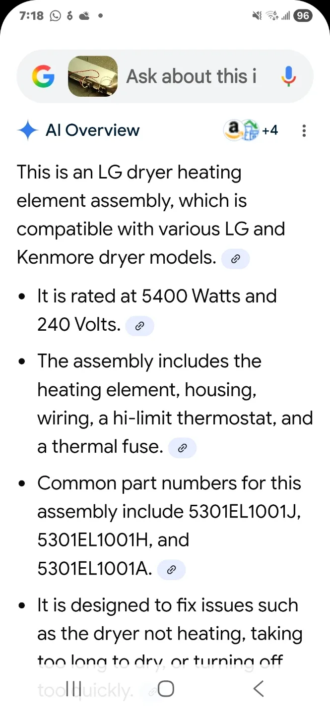 LG Dryer. Element image indicator(2)