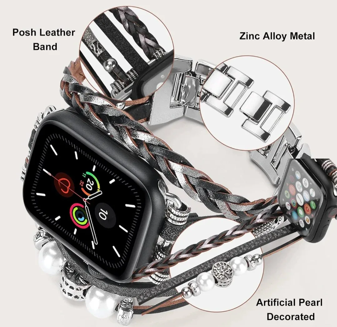 Luxury Leather Bands Compatible With Apple Watch 42mm NEW image indicator(2)