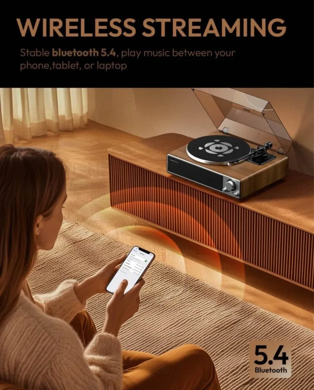 GIRSOUDA Bluetooth 5.4 Stereo Turntable