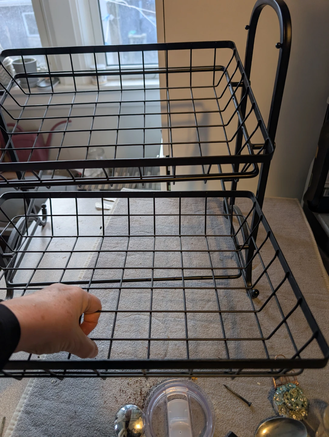 Black Metal 2-Tier Basket Stand - photo 3