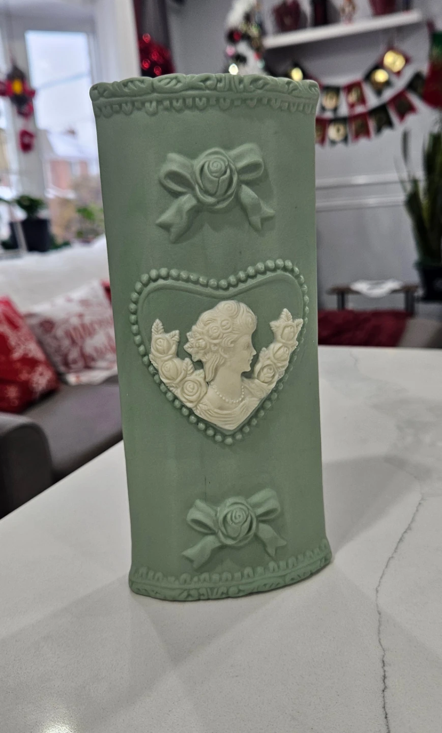 Vintage Wedgwood Style Green Jasperware Vase