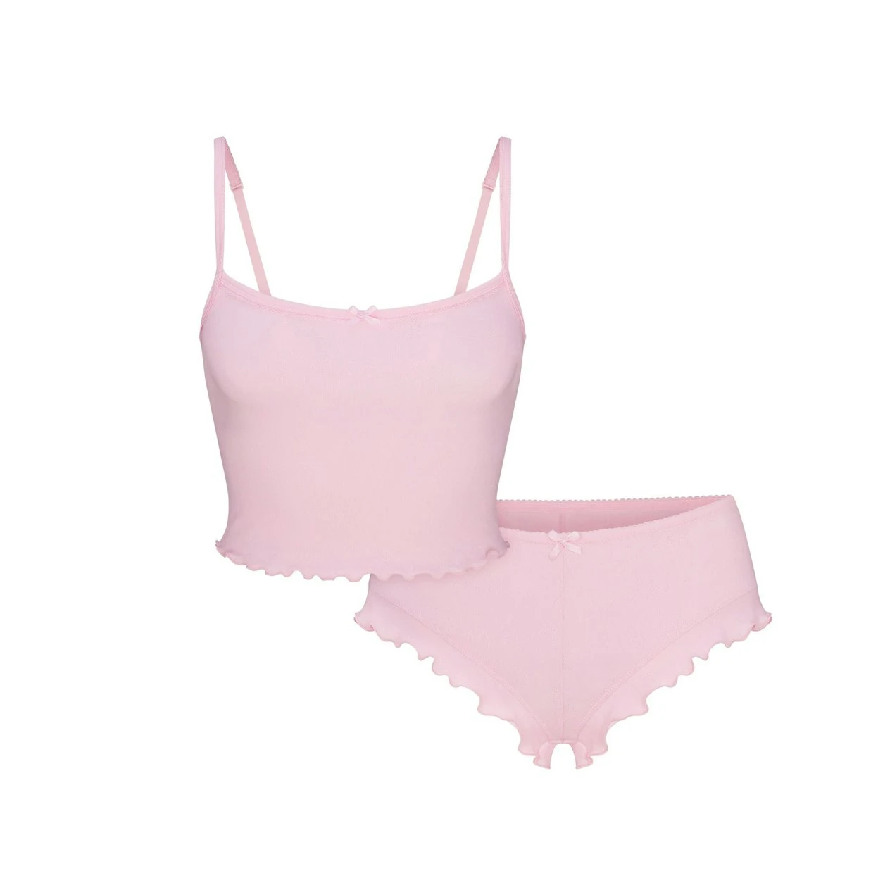 XL NWT SKIMS LOGO POINTELLE CROPPED CAMI SET - photo 3