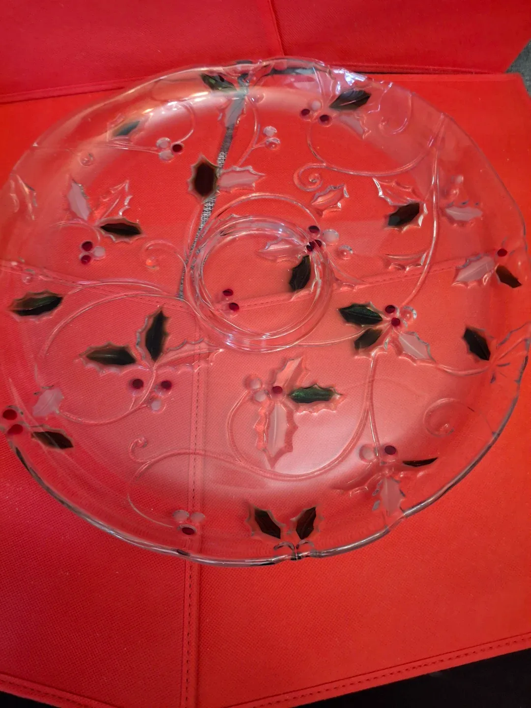 Mikasa Christmas Holly Glass Servin8g Platter