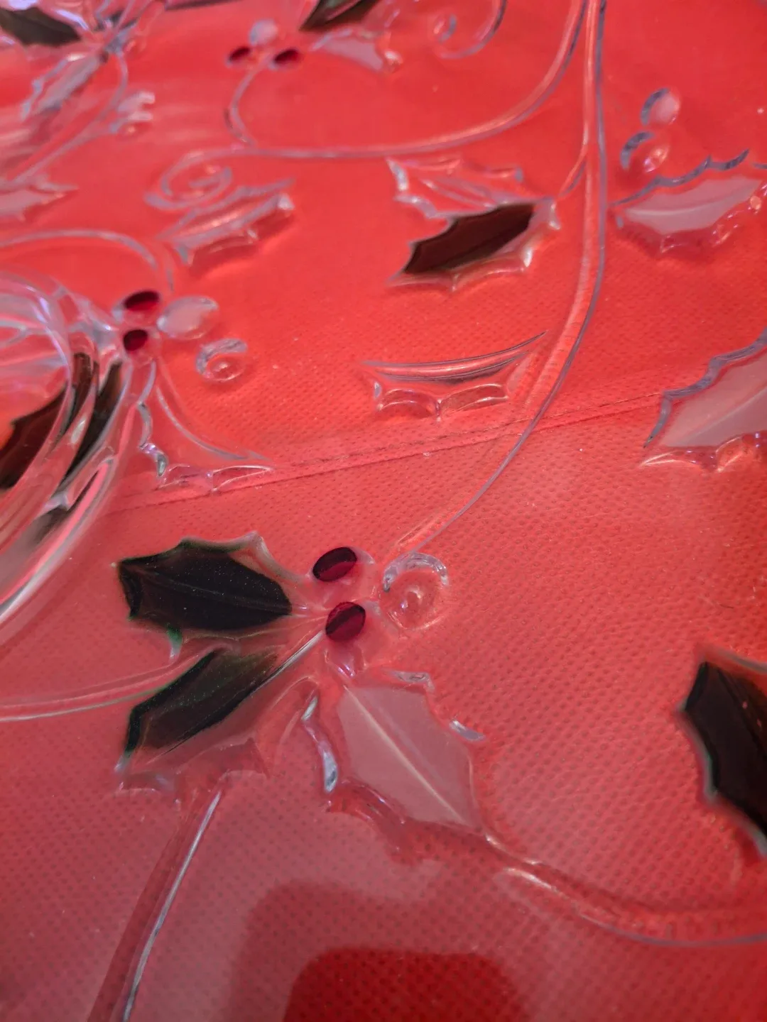 Mikasa Christmas Holly Glass Servin8g Platter image indicator(3)