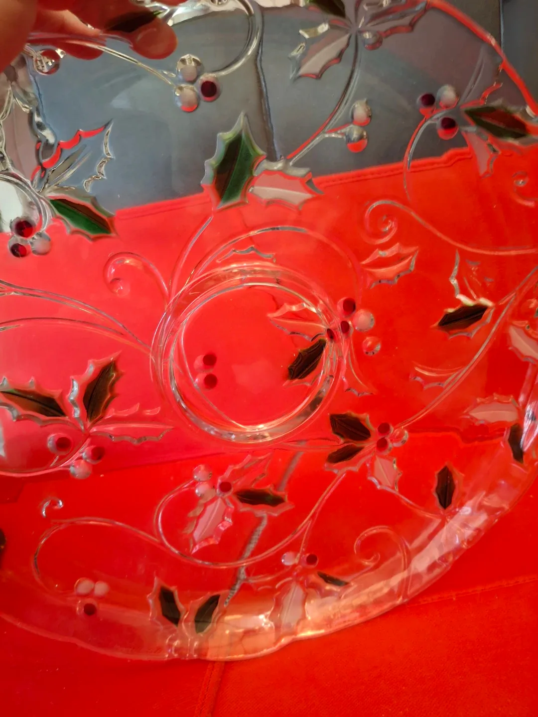 Mikasa Christmas Holly Glass Servin8g Platter image indicator(6)