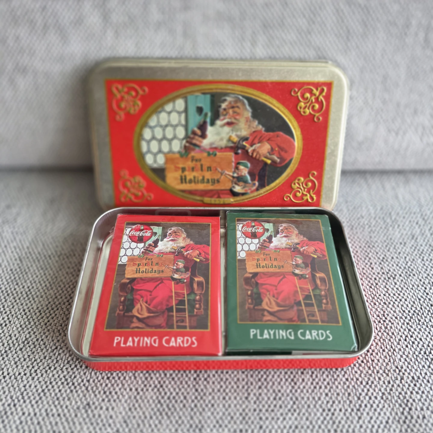 1998 Santa Coca-Cola Nostalgia Playing Cards in Collectible Tin