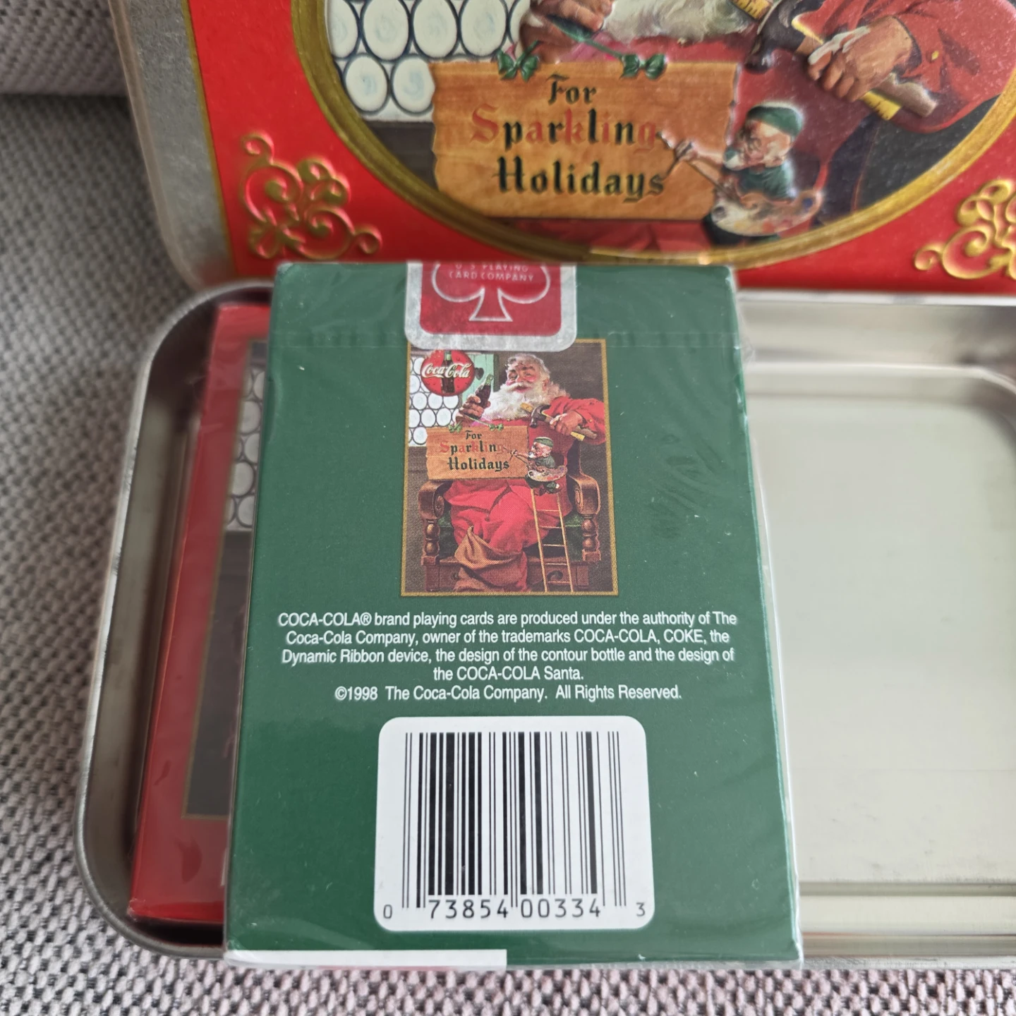 1998 Santa Coca-Cola Nostalgia Playing Cards in Collectible Tin - photo 3
