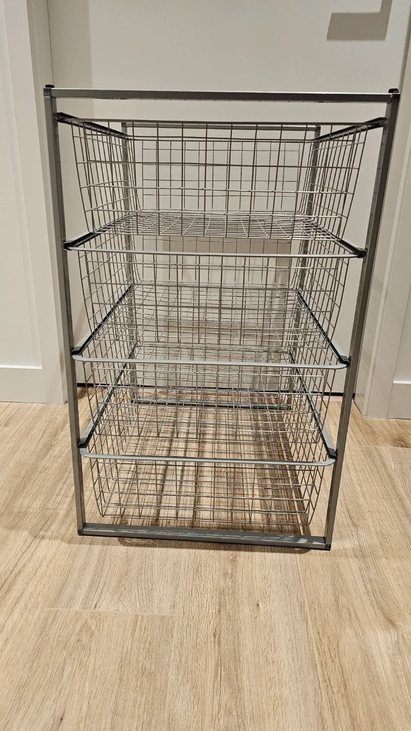 Grey Metal Wire Basket Storage Unit