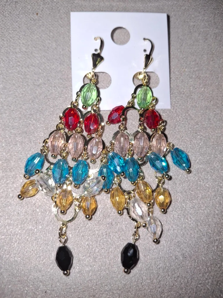 Colorful Beaded Dangle Earrings