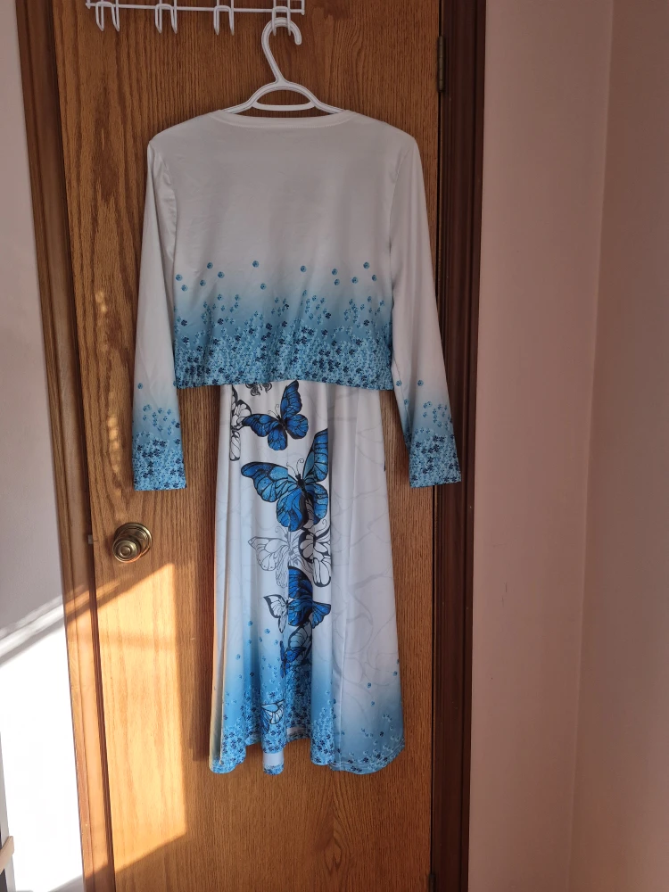 Butterfly Print Dress with Bolero Jacket - photo 2