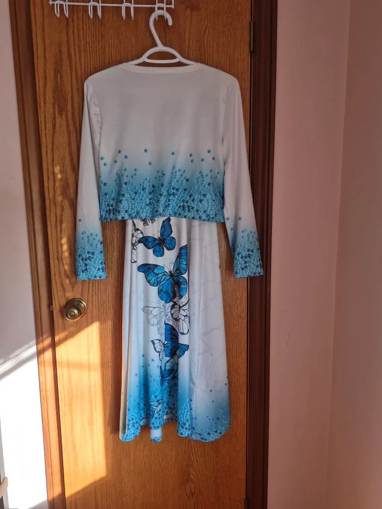 Butterfly Print Dress with Bolero Jacket image indicator(2)