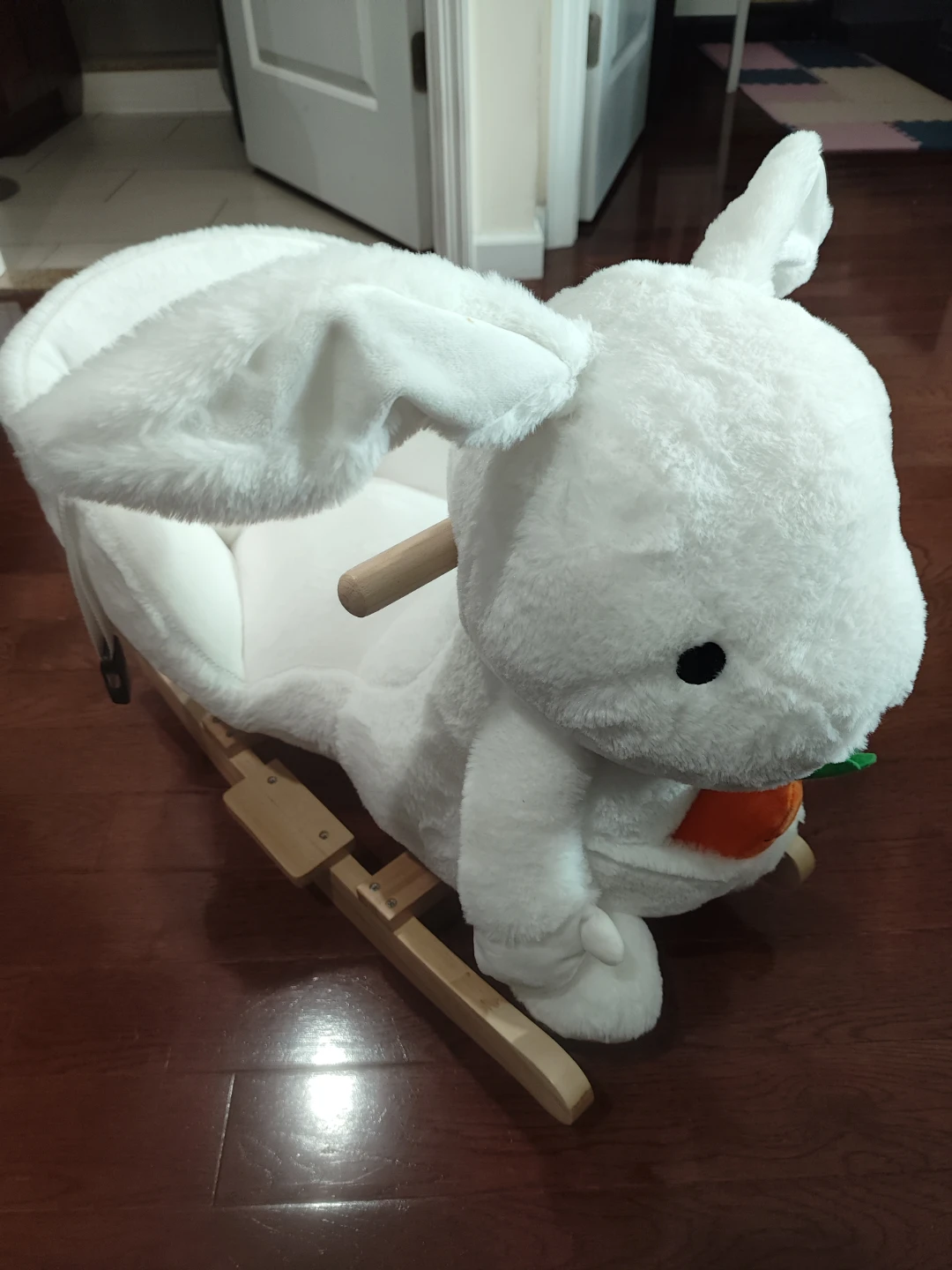 White Plush Bunny Rocking Horse
