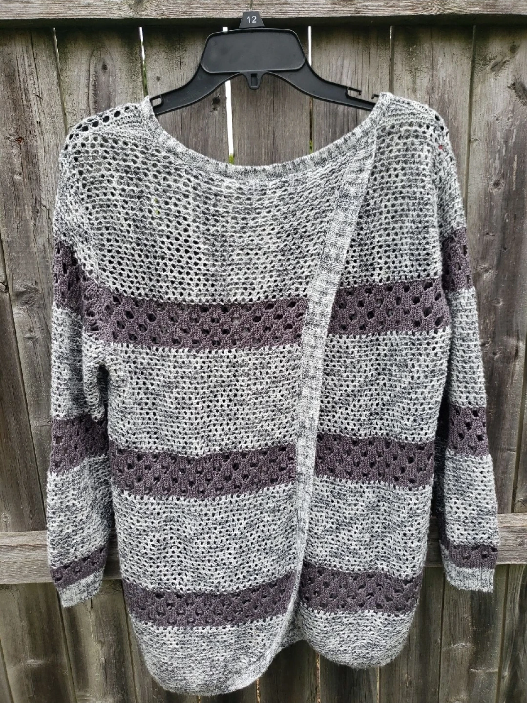 Gray Striped Knit Sweater - photo 2