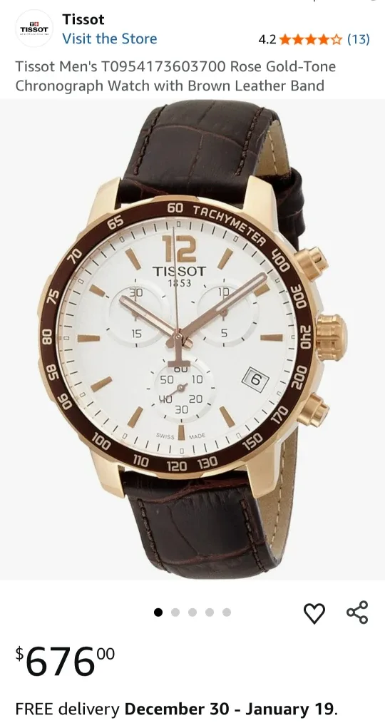 Tissot Men's Rose Gold-Tone Chronograph Watch image indicator(2)