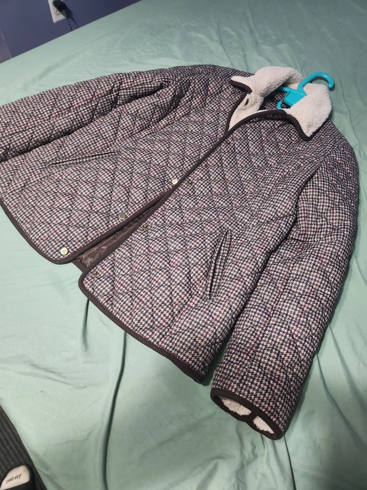 Lauren Ralph Lauren Houndstooth Quilted Jacket - Size M