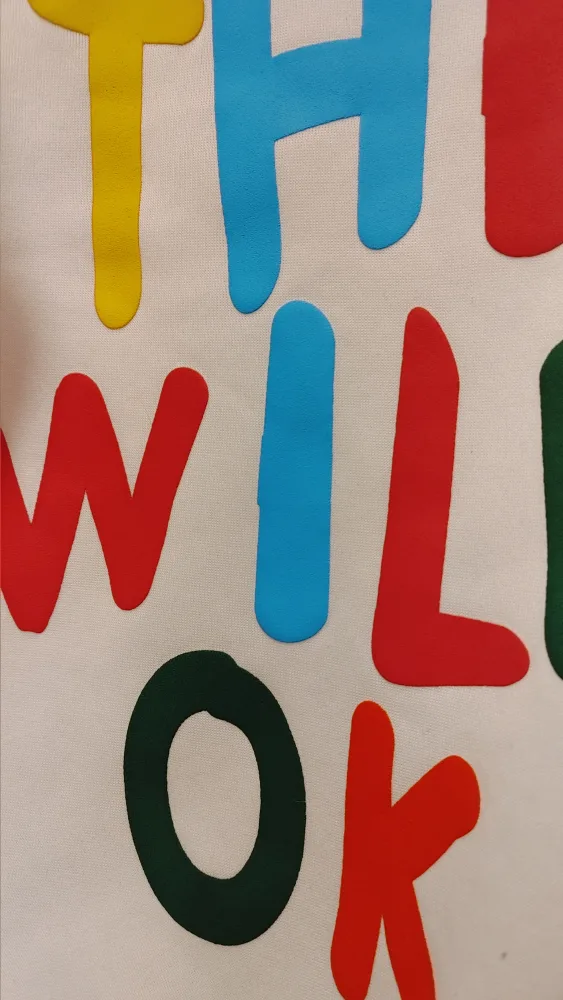 White Sweatshirt - "Everything Will Be Okay" size Medium image indicator(2)