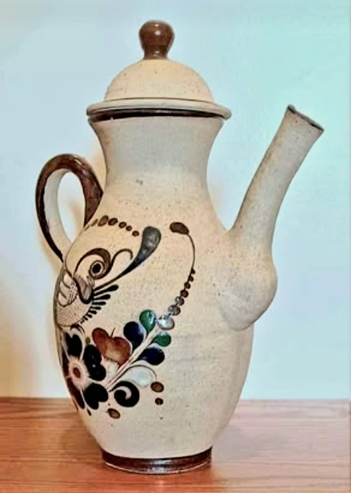 Unique Vintage Hand-Painted Mexican Pitcher with Lid - photo 2