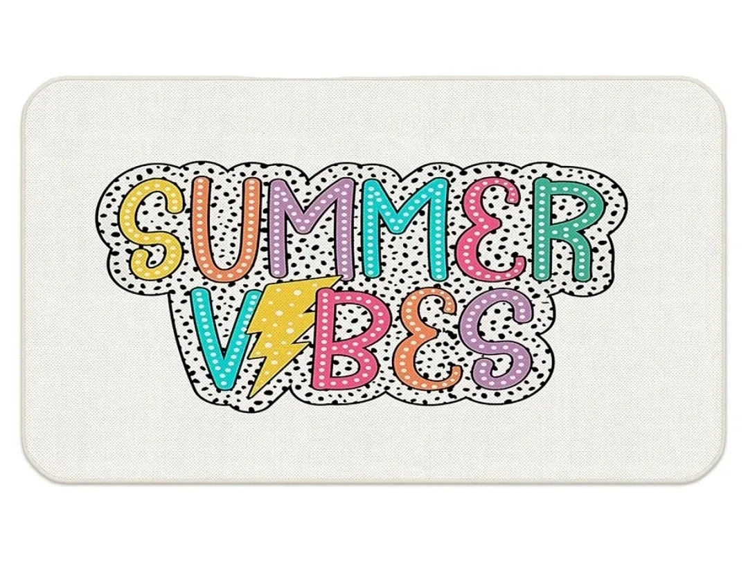 Summer Vibes Door Mat – 30” x 17” – Anti-Slip Rubber Backing