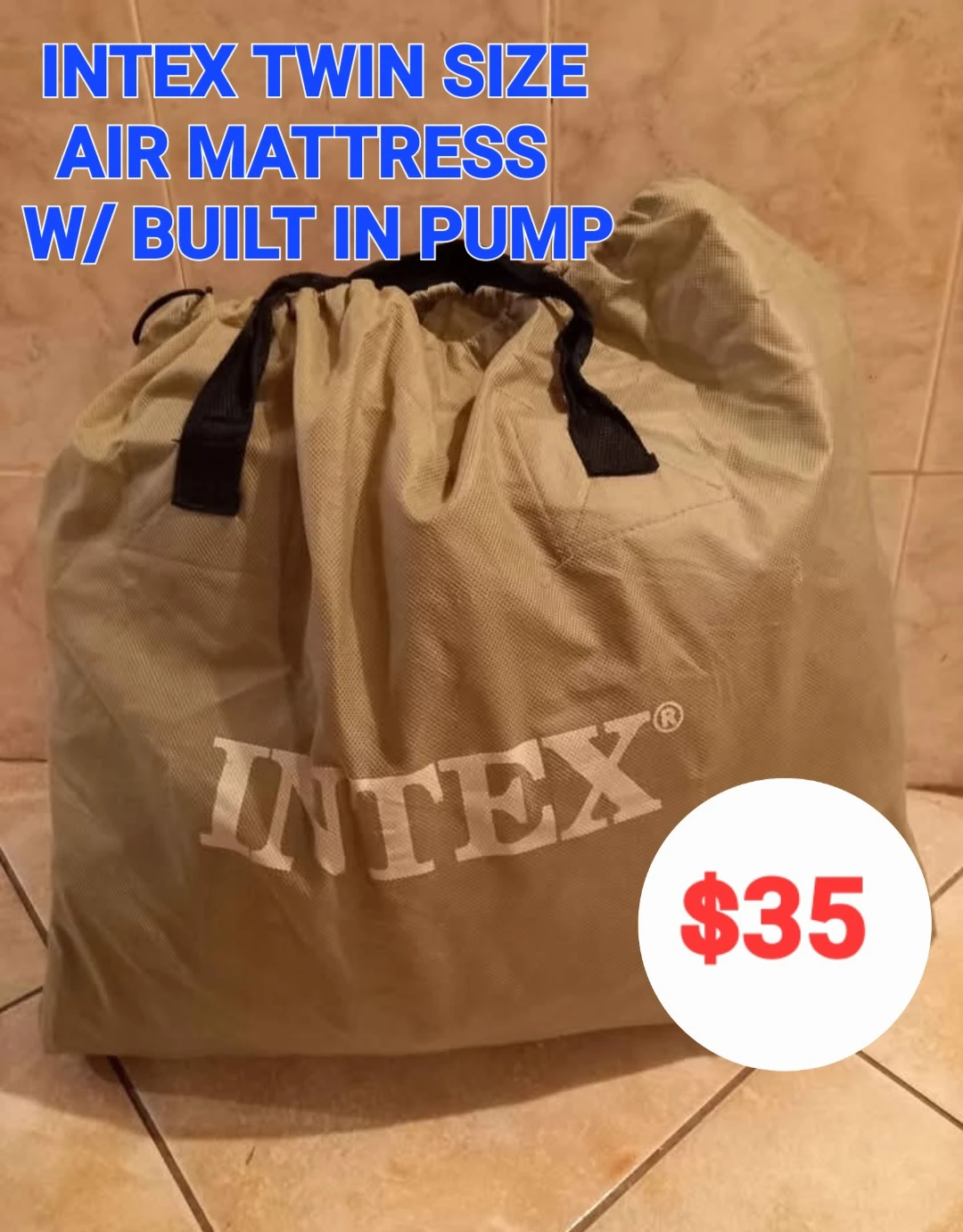 INTEX twin size air mattress with built in electric pump