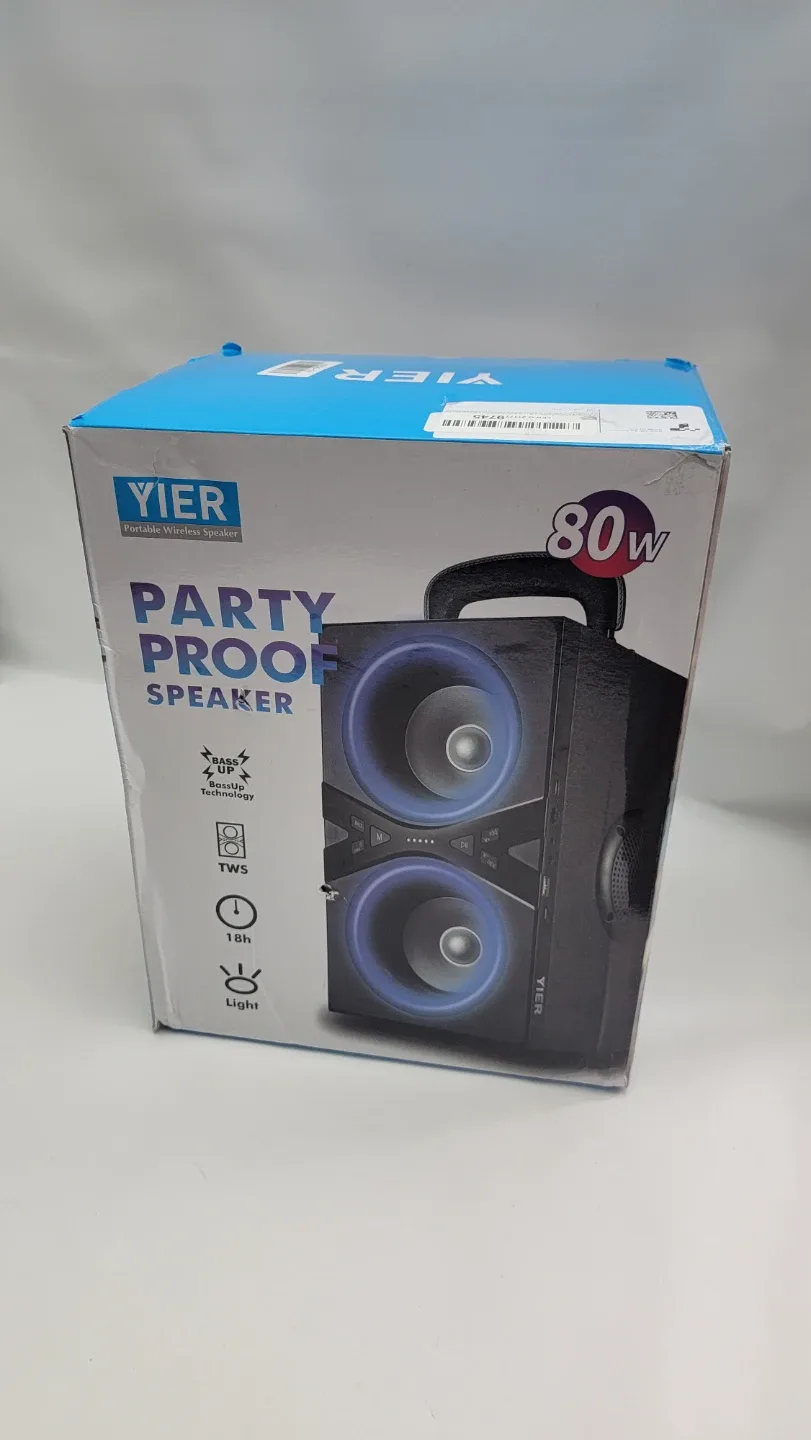 YIER 80W Bluetooth Party Speaker, TWS Wireless, Deep Bass, LED