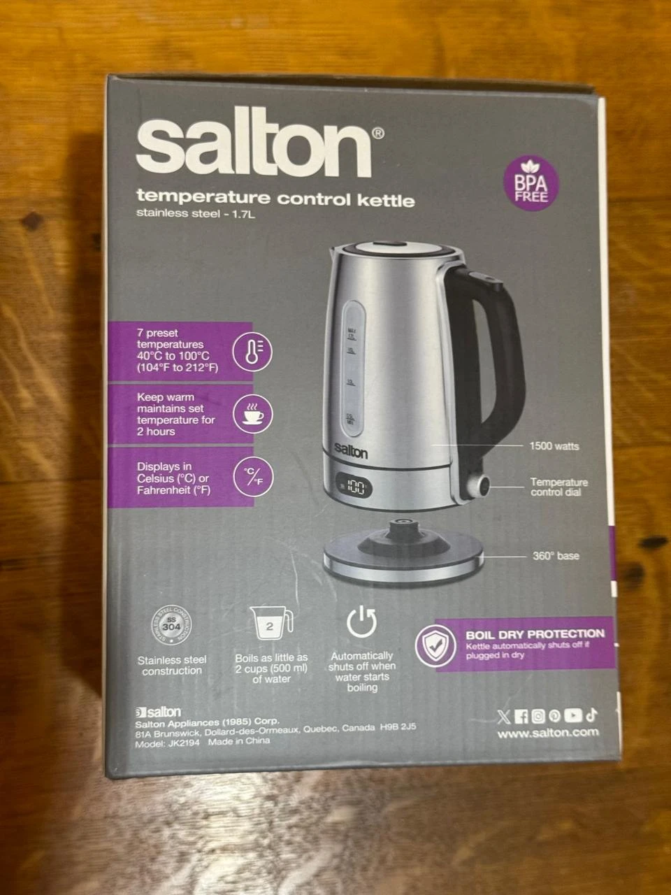(New) Salton Temperature Control Kettle - 1.7L - photo 2