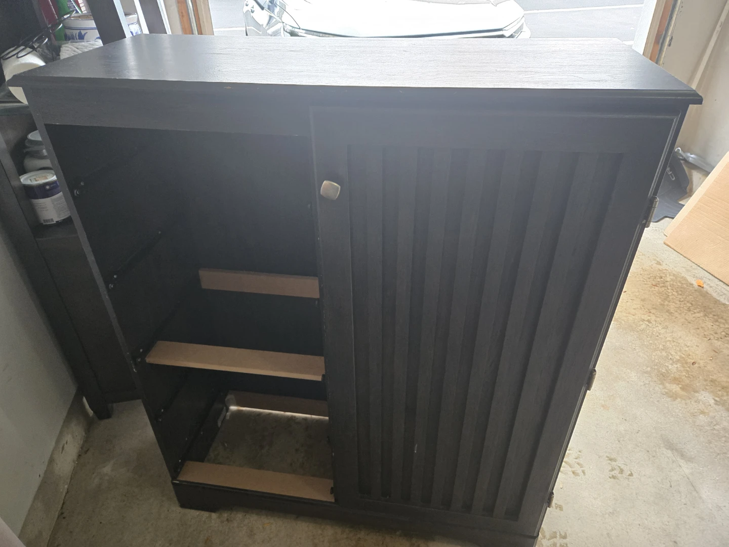 Dark Wood Cabinet with Sliding Door