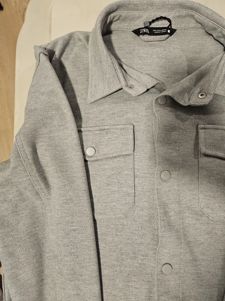 Zara Gray Knit Button-Up Shirt, Size L - photo 2