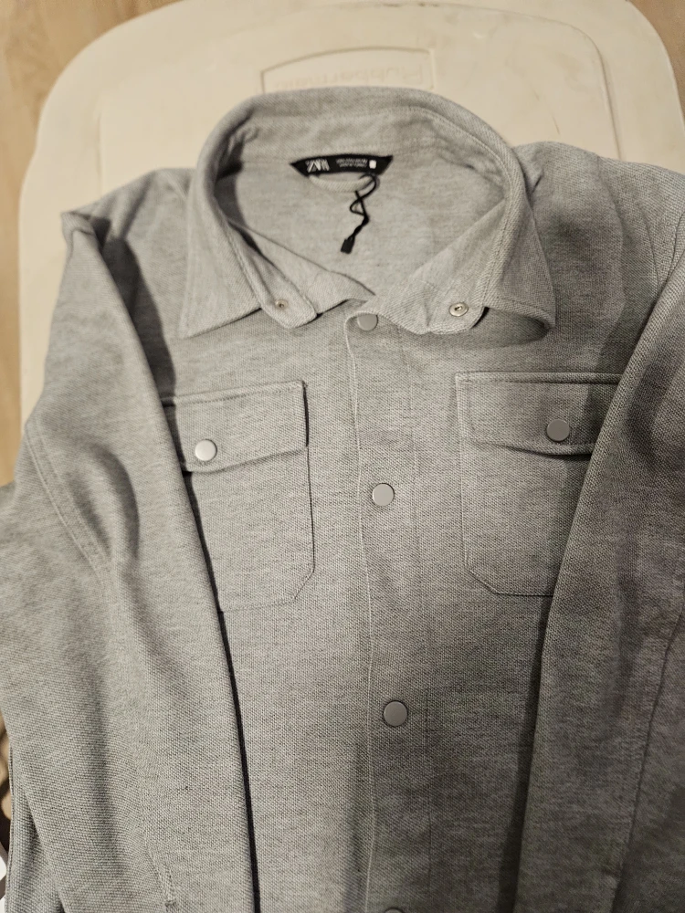 Zara Gray Knit Button-Up Shirt, Size L - photo 4