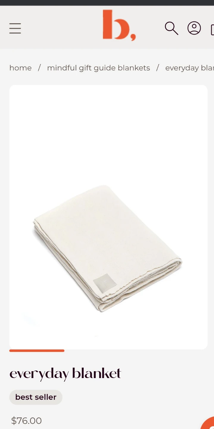 New - b. Halfmoom Everyday Blanket - 60"x80" Cotton Blanket