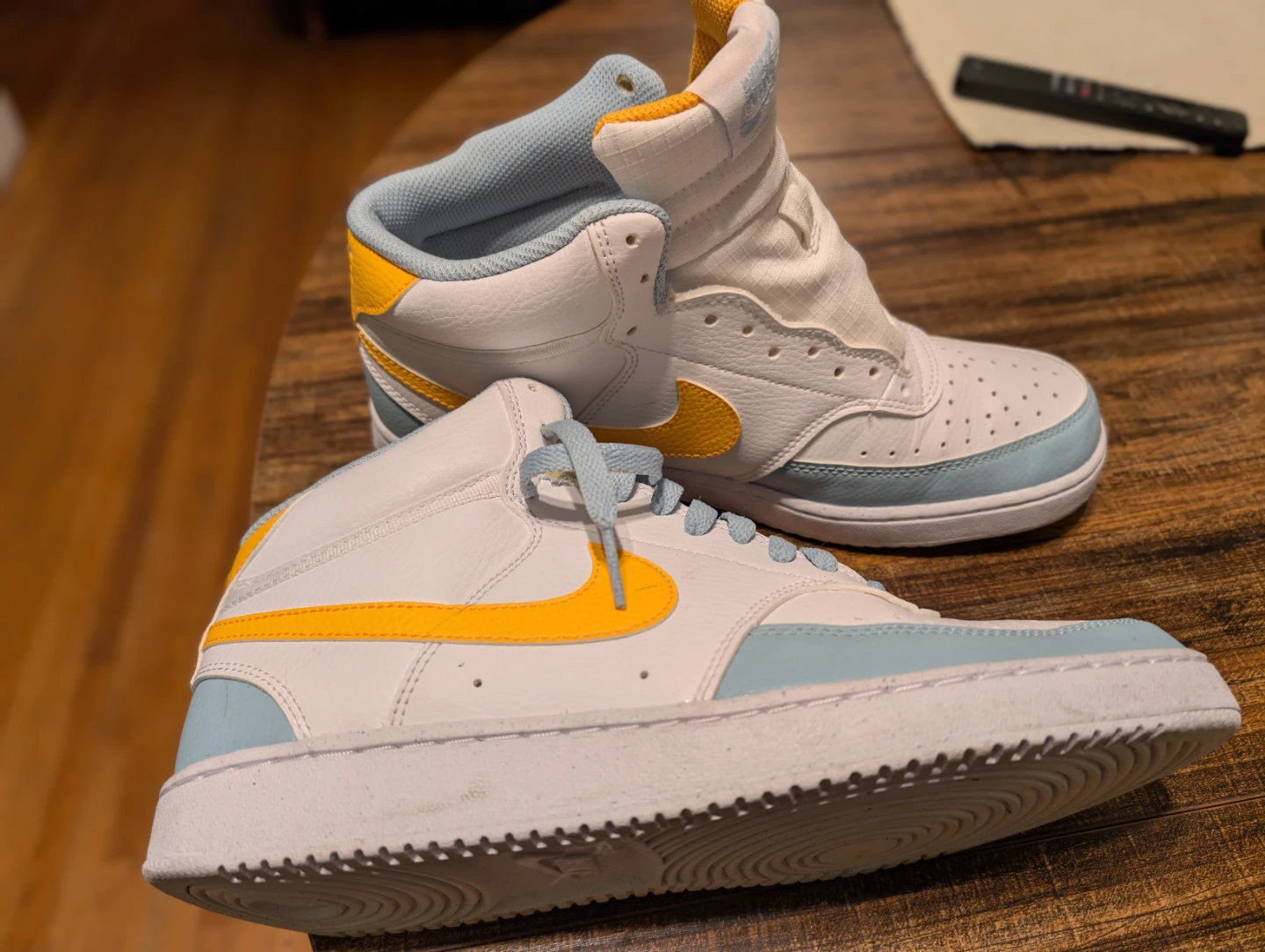 Nike Court Vision Mid Shoes - White/Yellow/Blue - photo 5