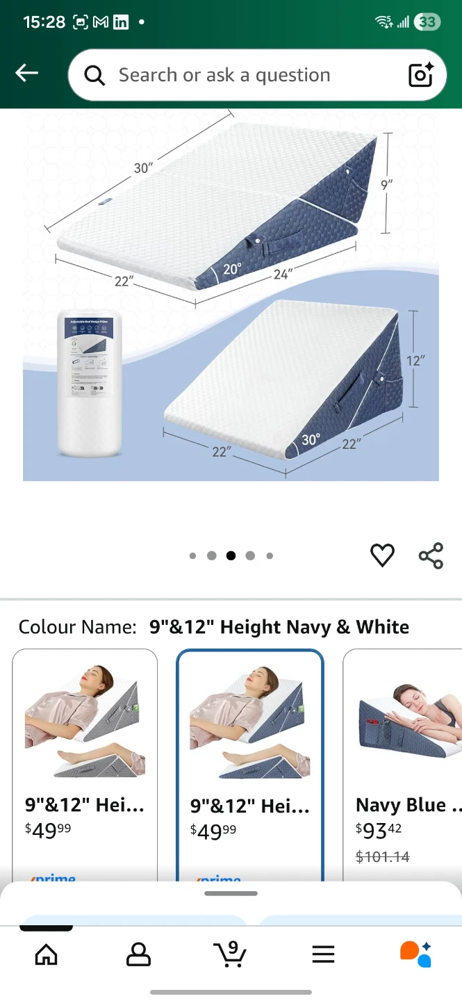 Bed Wedge Pillow for Adults - 9"&12" Height - photo 5