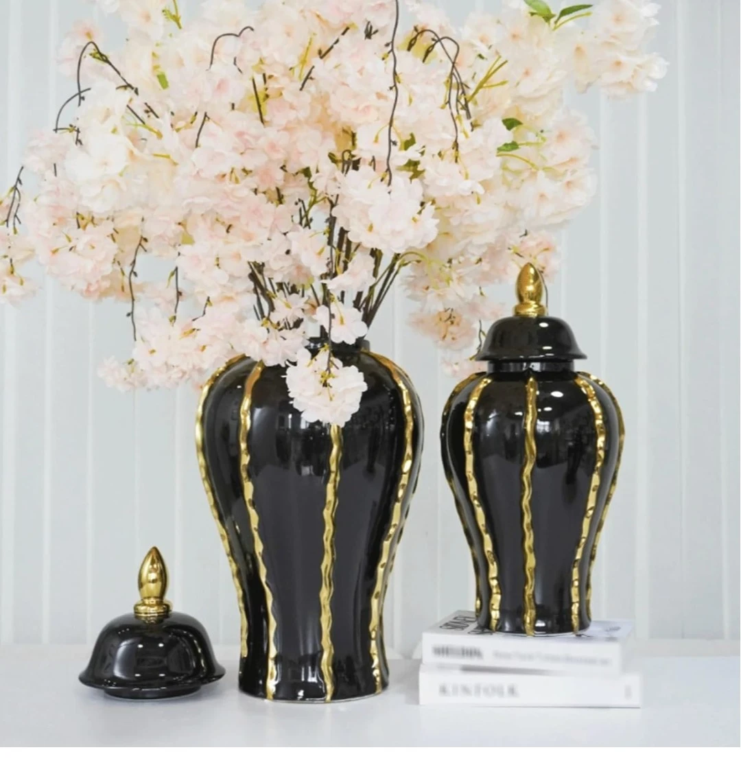 Black & Gold Decorative Vases - Set of 3 - photo 3
