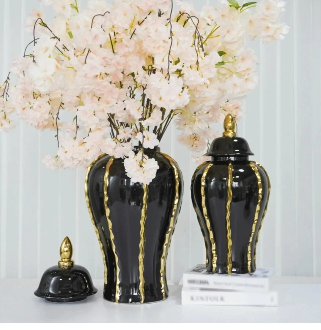 Black & Gold Decorative Vases - Set of 3 image indicator(3)